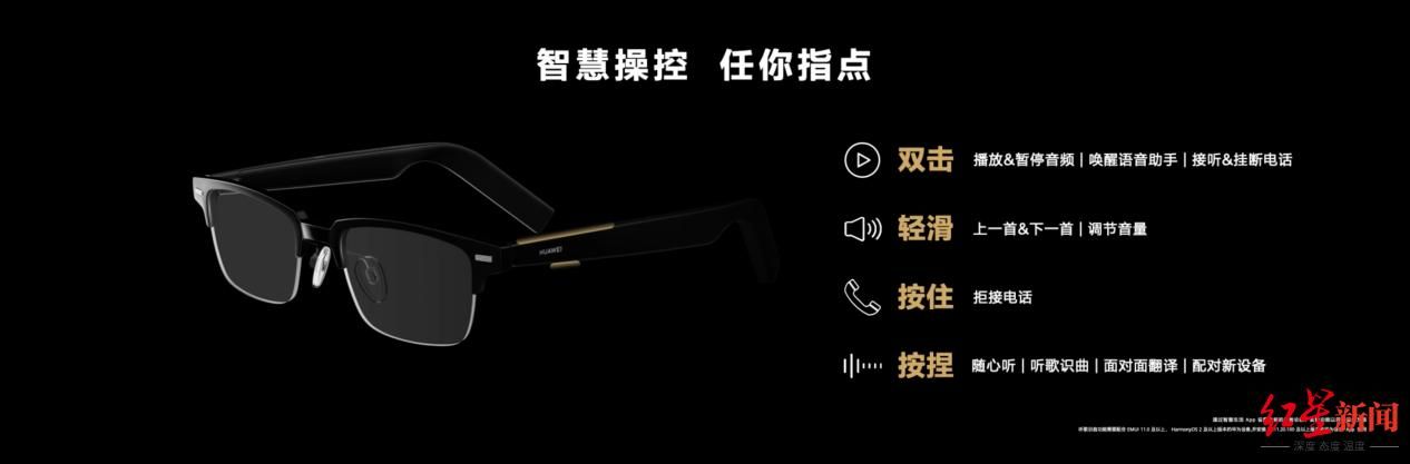 华为发布首款鸿蒙智能眼镜 语音提醒放松颈椎